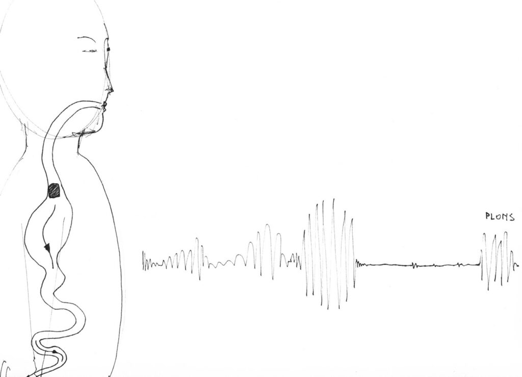 Exploring the stomach with a bluetooth call, sketch, A4, 2012